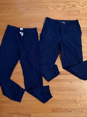 Set of 2 kids cotton pants in navy blue - size 14